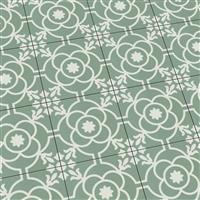 Keramische Portugese vloertegels 20x20 groen met wit bloemetjes patroon-0,6m²