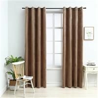 vidaXL Gordijn verduisterend met ringen 2 st 140x175 cm fluweel beige