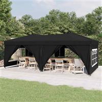vidaXL Partytent inklapbaar met zijwanden 3x6 m zwart