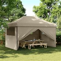 vidaXL Partytent inklapbaar pop-up met 4 zijwanden taupe