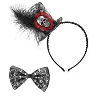 Halloween Accessoireset Haarband En Strik Metellic 2st