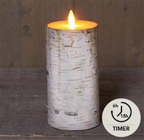 LEDkaars Berkenschors Wit 3D Flame Moving Flame Annas Collection met timer 7,5x15 cm per stuk