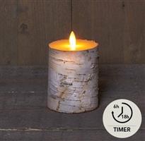 LEDkaars Berkenschors Wit 3D Flame Moving Flame Annas Collection met timer 7,5x10 cm per stuk