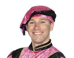 Pietbaret velour met struisveer roze