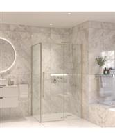 Douchecabine Sanivo Vigo Met Vast Paneel Champagne Glas Met Montagesets RVS Look