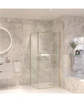 Douchecabine Sanivo Vigo Met Vast Paneel Helder Glas Met Montagesets RVS Look