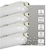 4 PACK - LEDs Light Pro Premium LED TL armatuur compleet 150 cm - Waterdicht - 6400 lm