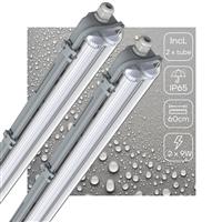 2 PACK - LEDs Light LED TL dubbel armatuur 60 cm - Compleet met 2 LED TL buizen 60 cm - 2160lm