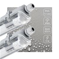 2 PACK - LEDs Light LED TL armatuur 60 cm compleet met LED TL buis - 1080lm - 9W - 4000K