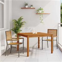 vidaXL Tuin Eetset 3 pcs Grijs Poly riet