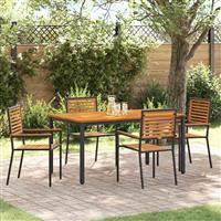 vidaXL Tuin Eetset 5 pcs Zwart 150 x 90 x 75 cm poly rattan