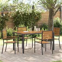 vidaXL Tuin Eetset 5 pcs Zwart 150 x 90 x 75 cm poly rattan