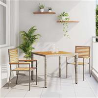vidaXL Tuin Eetset 3 pcs Grijs 90 x 90 x 75 cm poly rattan