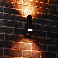LED Wandarmatuur met Sensor 2x GU10 - IP44 - Zwart - Up & Down