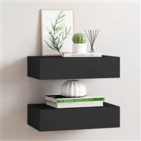 vidaXL Wandschappen 2 st met lade 40x23,5x10 cm MDF zwart