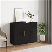 vidaXL Dressoir 90x34x80 cm bewerkt hout zwart