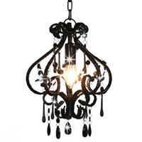 vidaXL Plafondlamp met kralen rond E14 zwart