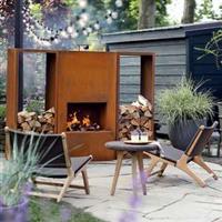Tuinhaard Pinacate Corten met Houtopslag en Grill