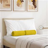 vidaXL Bolster Kussens 2 pcs Geel Ø 15 x 40 cm Katoen Stof
