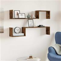 vidaXL Wandschappen 2 st 100x15x20 cm bewerkt hout gerookt eikenkleur