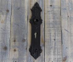 1 zware Lange deurplaat met cilinderslot sleutelgat, PZ92 mm antiek ijzer bruin- oprichters tijd-his