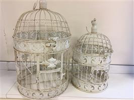 Set mooie ronde metalen vogelkooitjes, heel fraai in ontwerp!!