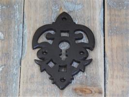 Slot-rozet, gietijzer, bruin
