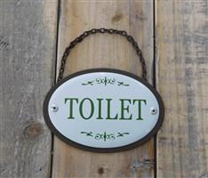 WC deur teken, metaal en emaille