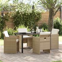 vidaXL Tuin Eetset 5 pcs Beige poly rattan