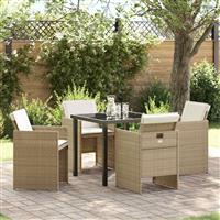 vidaXL Tuin Eetset 5 pcs Beige poly rattan