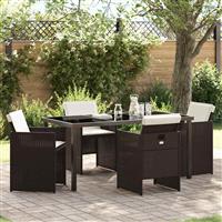 vidaXL Tuin Eetset 5 pcs Bruin poly rattan