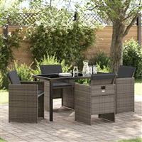 vidaXL Tuin Eetset 5 pcs Grijs poly rattan