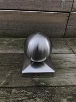 Paal cover, RVS, met bol, 9,1 cm x 9,1 cm