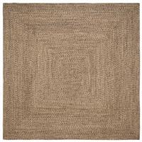 vidaXL Tapijt Basketweave Naturel en zwart 200 x 200 cm Jute