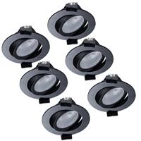LEDs Light PRO - 6 PACK - downlight inbouwspot Ø 68mm - Kantelbaar - Spatwaterdicht - Dim to Warm -
