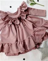 Tricot Ruffle jurk Oudroze 110/116