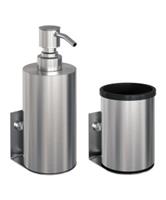 Zeepdispenser en Beker BRAUER Model A Incl. Wand Ophanging en Magnetisch opzetvlak Geborsteld RVS