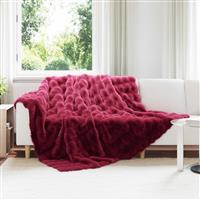 vidaXL Neppels Konijnenbont Deken Bordeaux Rood 240 x 270 cm Polyester