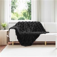 vidaXL Neppels Konijnenbont Deken 4 pcs Zwart 130 x 150 cm Polyester