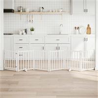 vidaXL Hondenhek inklapbaar 6 panelen 300 cm massief vurenhout wit