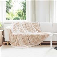 vidaXL Neppels Konijnenbont Deken Beige 240 x 270 cm Polyester