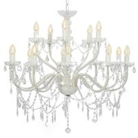 vidaXL Kroonluchter 2-laags 15xE14 wit