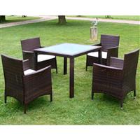 vidaXL 5-delige Tuinset met kussens poly rattan bruin