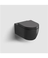 Wandtoilet Clou New Hammock 54cm Keramiek Mat Zwart inclusief Zitting met Deksel