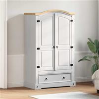 vidaXL Kledingkast met lade Wit 101 x 52 x 170 cm Massief grenenhout