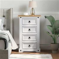 vidaXL Nachtkastje met lade Wit 53 x 39 x 84 cm Massief grenenhout
