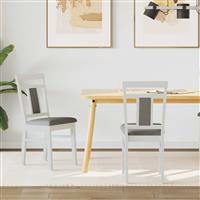 vidaXL Eetkamerstoel 2 pcs Wit en Grijs Massief Rubberhout