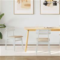 vidaXL Eetkamerstoel 2 pcs Wit en Bruin Massief Rubberhout