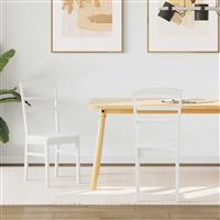 vidaXL Eetkamerstoel 2 pcs Wit Massief Rubberhout