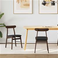 vidaXL Eetkamerstoel 2 pcs Lichtbruin en Zwart Massief Rubberhout